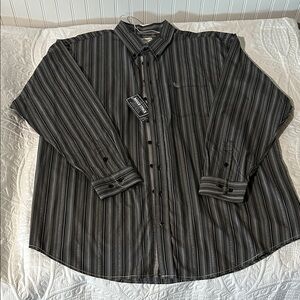 Men's Striped Black and gray dress Shirt Sz: XXL